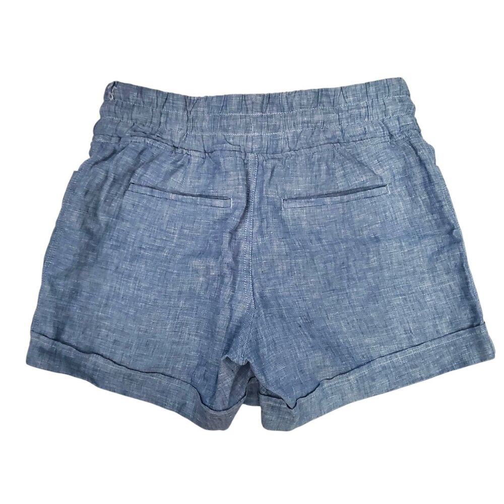 ATHLETA Shorts Womens 0 Blue Cabo Linen 4” Pockets Pull On Drawstring Summer - Picture 4 of 5